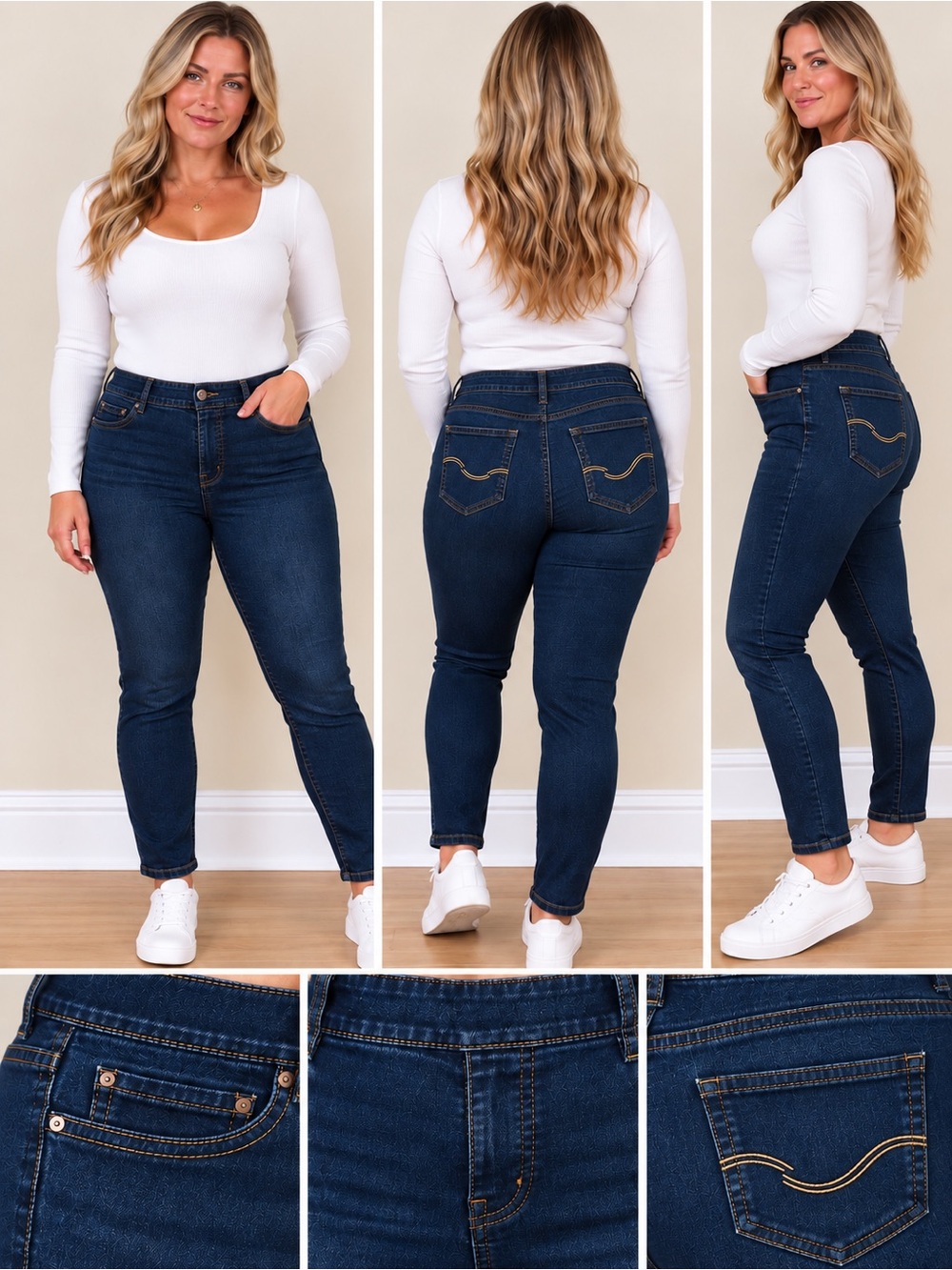 Levi Strauss Signature Gold Totally Shaping Pull-On Skinny Jeans Size 14
